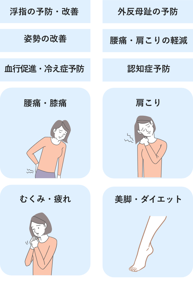 浮指の予防・改善など